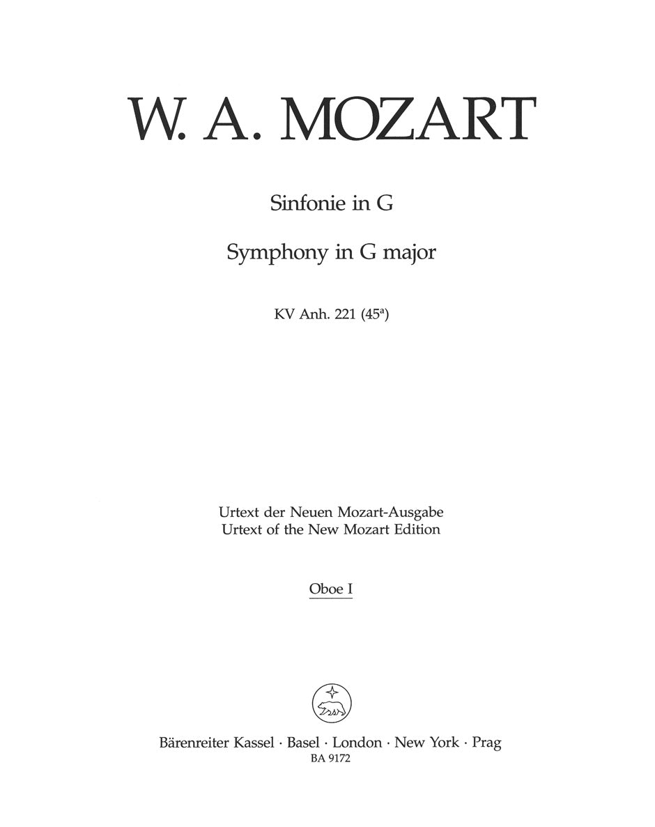 Mozart: Symphony in G Major, K. Anh. 221 (45a)