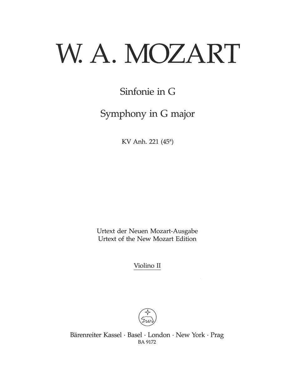 Mozart: Symphony in G Major, K. Anh. 221 (45a)