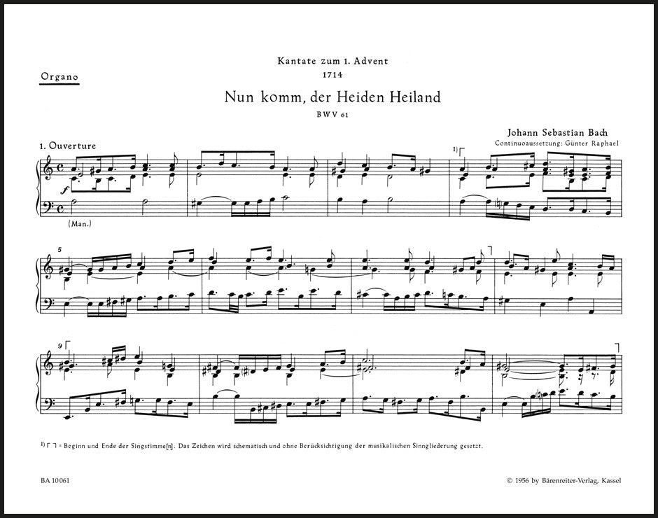 Bach: Nun komm, der Heiden Heiland, BWV 61