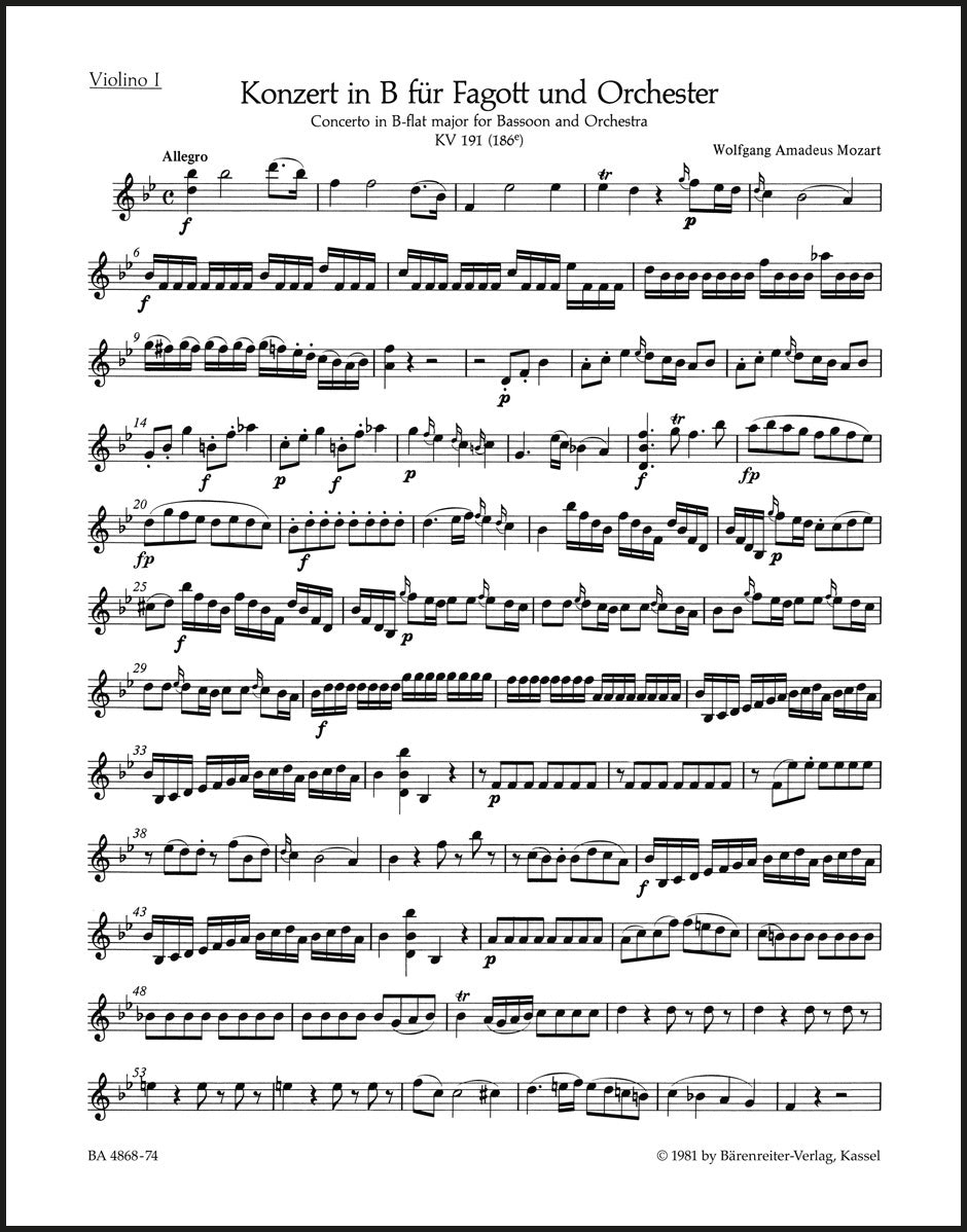 Mozart: Bassoon Concerto in B-flat Major, K. 191 (186e)