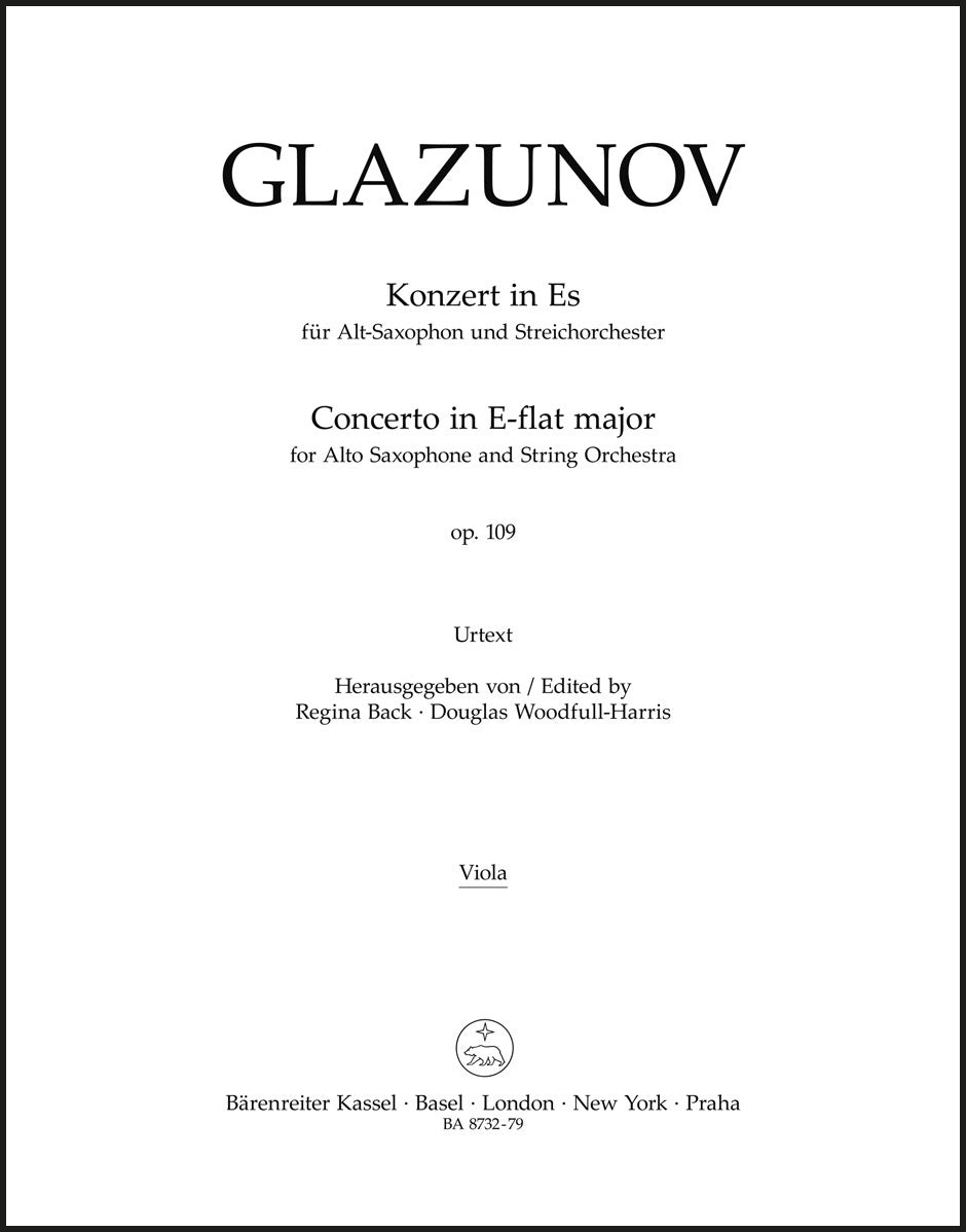 Glazunov: Alto Saxophone Concerto in E-flat Major, Op. 109