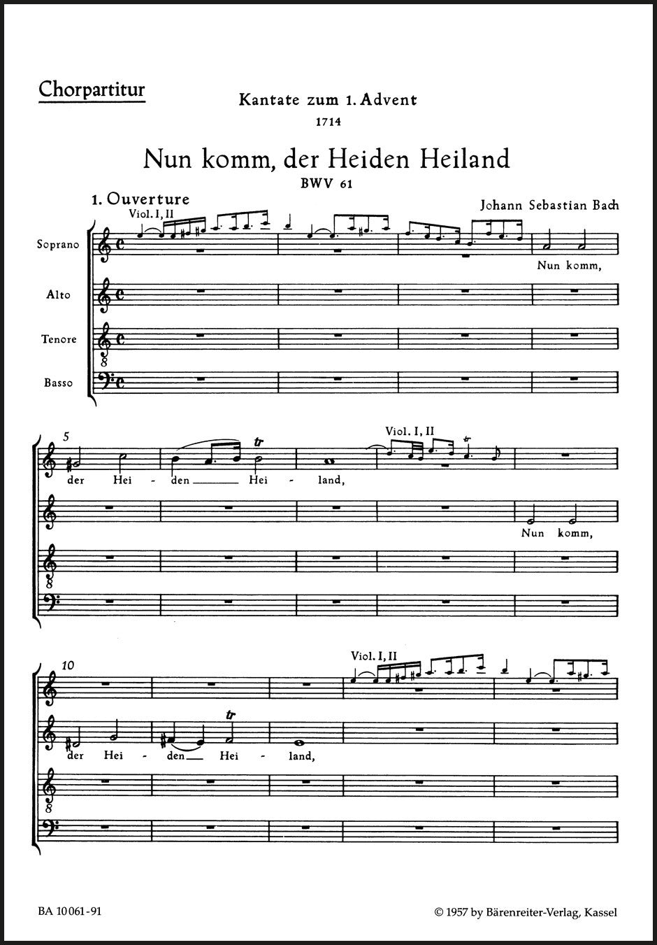 Bach: Nun komm, der Heiden Heiland, BWV 61