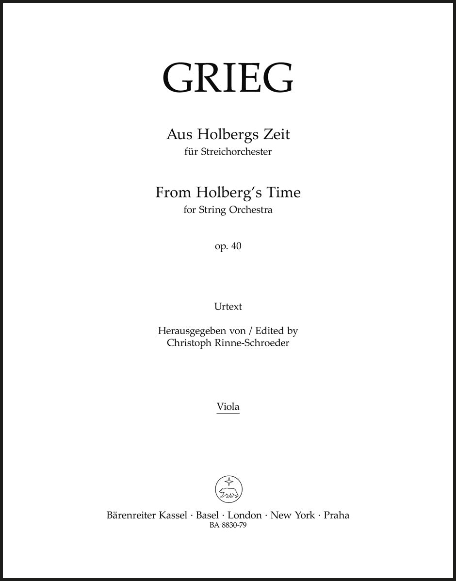 Grieg: From Holberg's Time, Op. 40 (Version for String Orchestra)