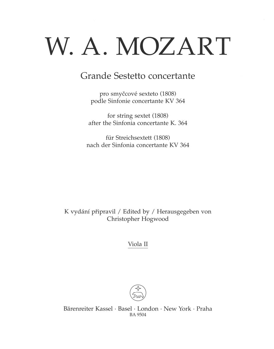 Mozart: Grande sestetto concertante (arr. for string sextet)