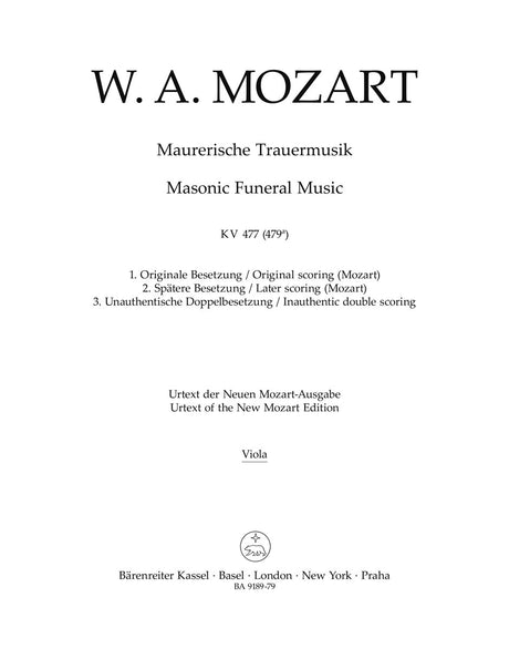 Mozart: Masonic Funeral Music, K. 477 (479a)