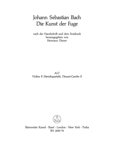 Bach: The Art of Fugue, BWV 1080 - string quartet version