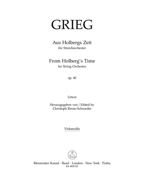 Grieg: From Holdberg's Time, Op. 40 (Version for String Orchestra)