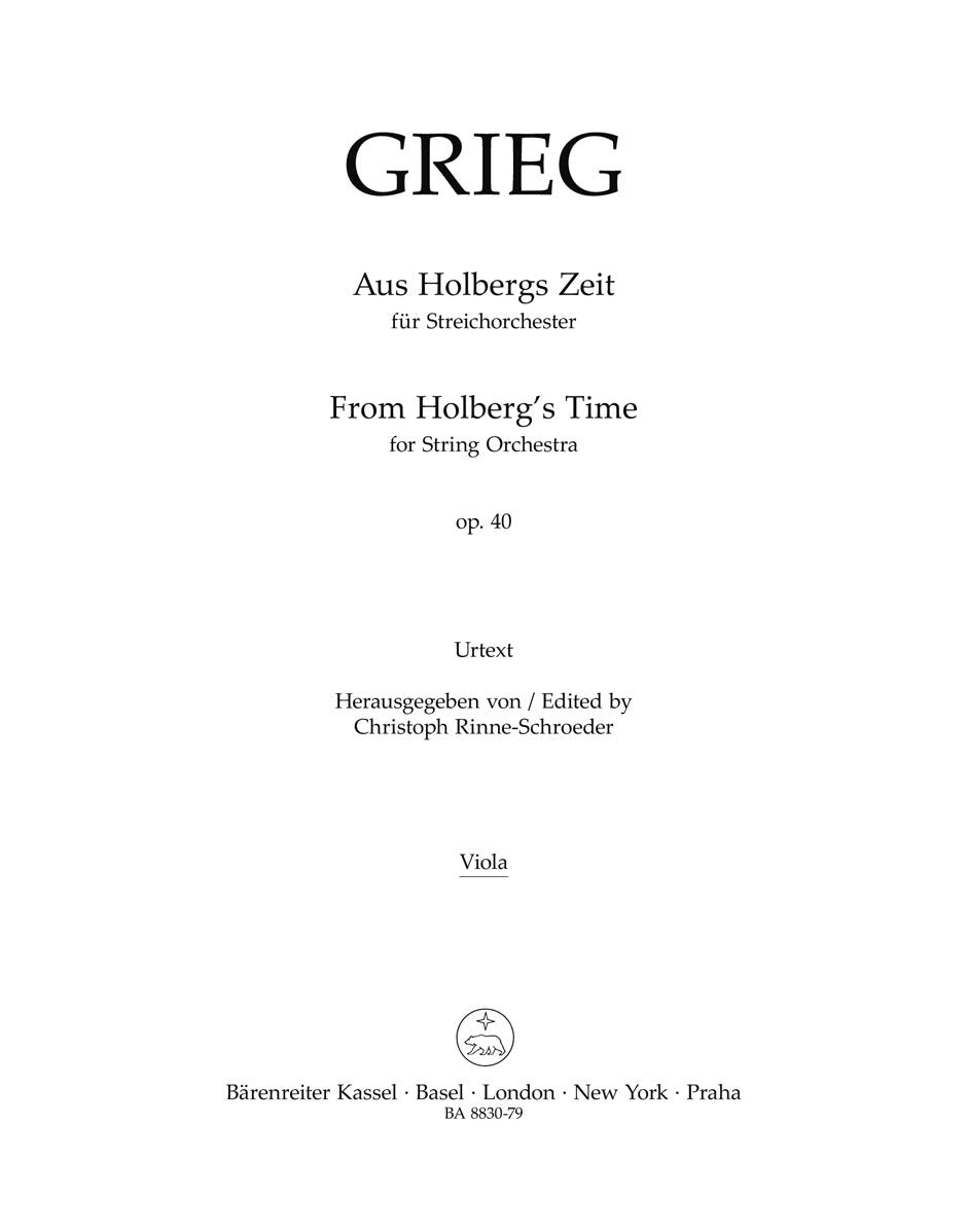 Grieg: From Holdberg's Time, Op. 40 (Version for String Orchestra)