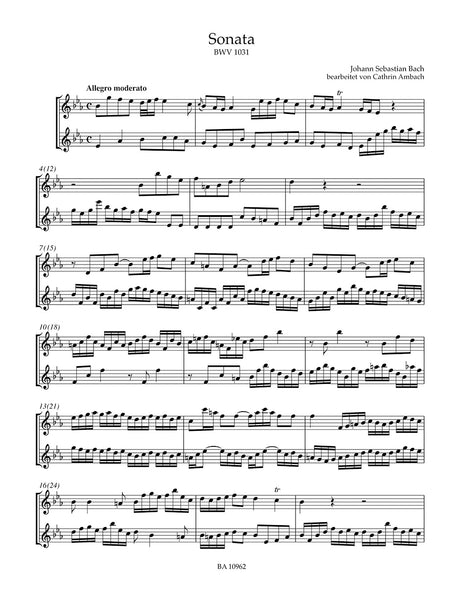 Bach: 3 Flute Sonatas (arr. for 2 flutes), BWV 1033, 1031, & 1020