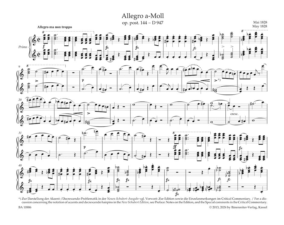 Schubert: Allegro in A Minor, D 947, Op. posth. 144