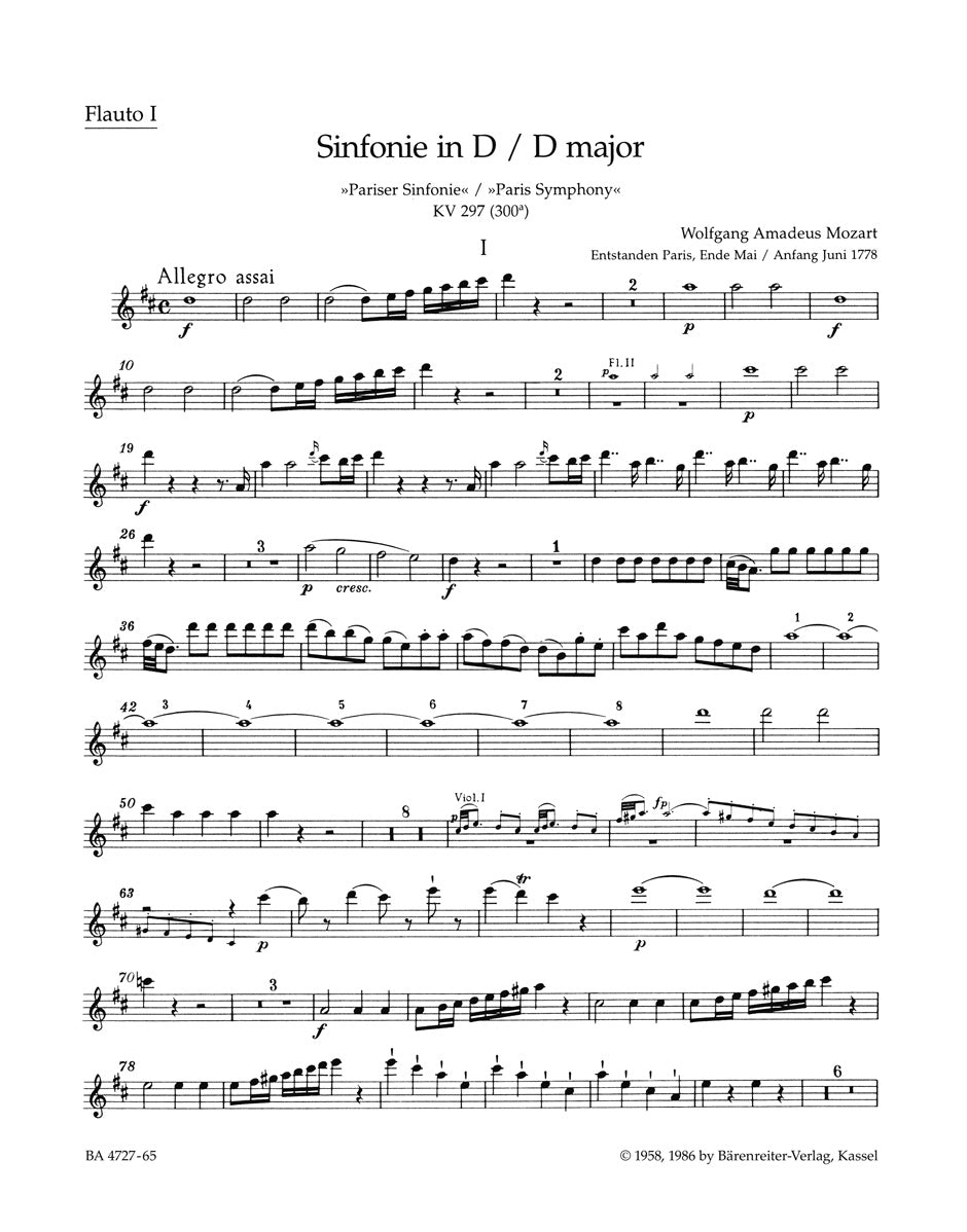 Mozart: Symphony No. 31 in D Major, K. 297 (300a) – Barenreiter US