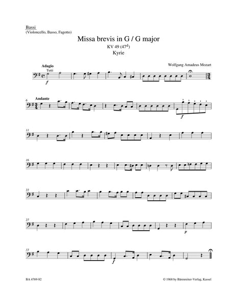 Mozart: Missa brevis in G Major, K. 49 (47d)