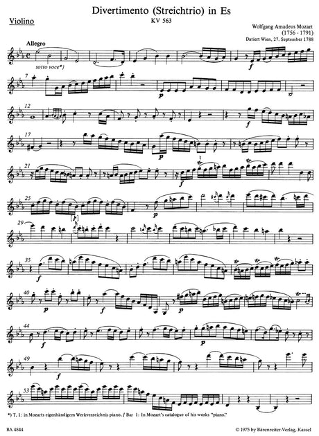 Mozart: Divertimento in E-flat Major, K. 563