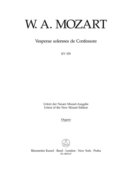 Mozart: Vesperae solennes de Confessore, K. 339