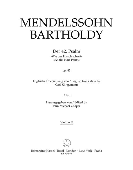 Mendelssohn: Psalm 42 - "Wie der Hirsch schreit", MWV A 15, Op. 42