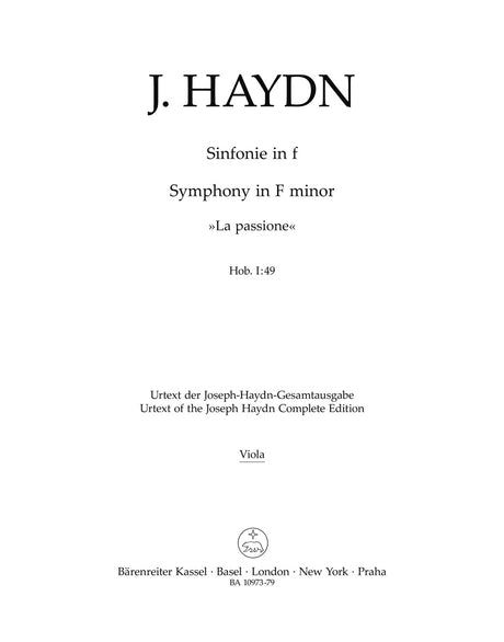 Haydn: Symphony in F Minor, Hob. I:49