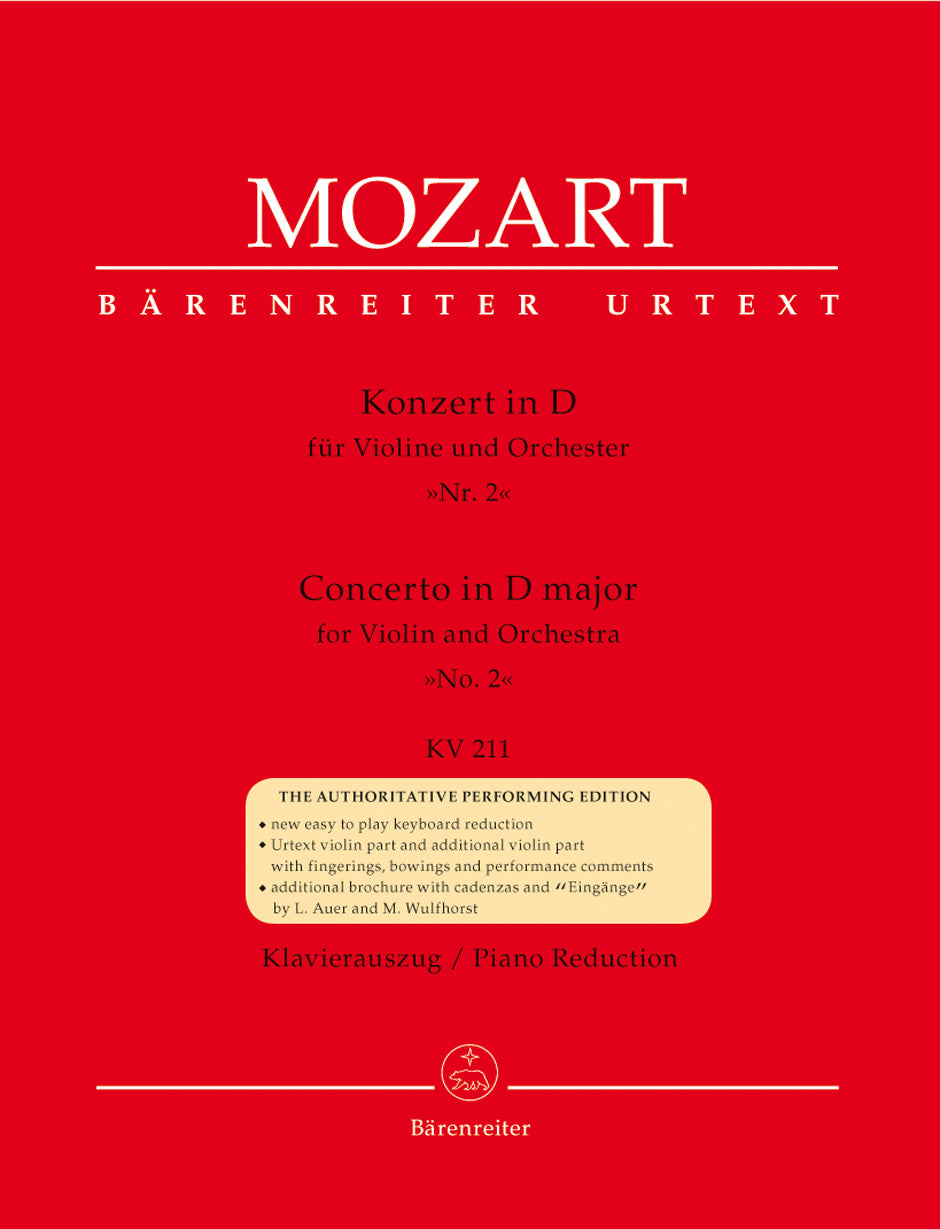 Mozart: Violin Concerto No. 2 in D Major, K. 211 – Barenreiter US