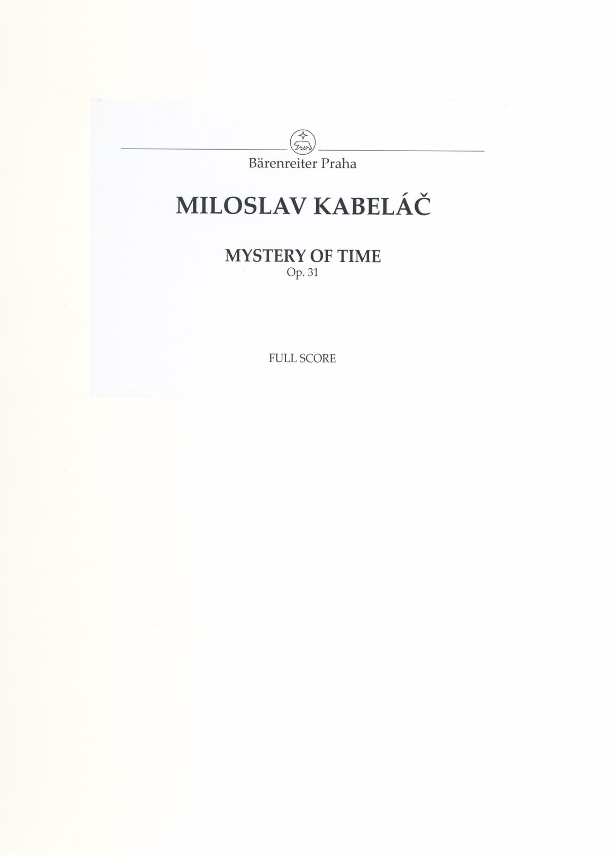 Kabeláč: Mystery of Time, Op. 31