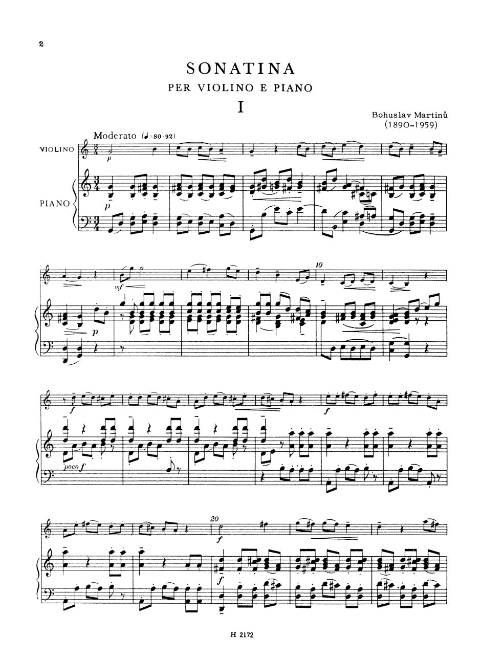 Martinů: Sonatina for Violin and Piano