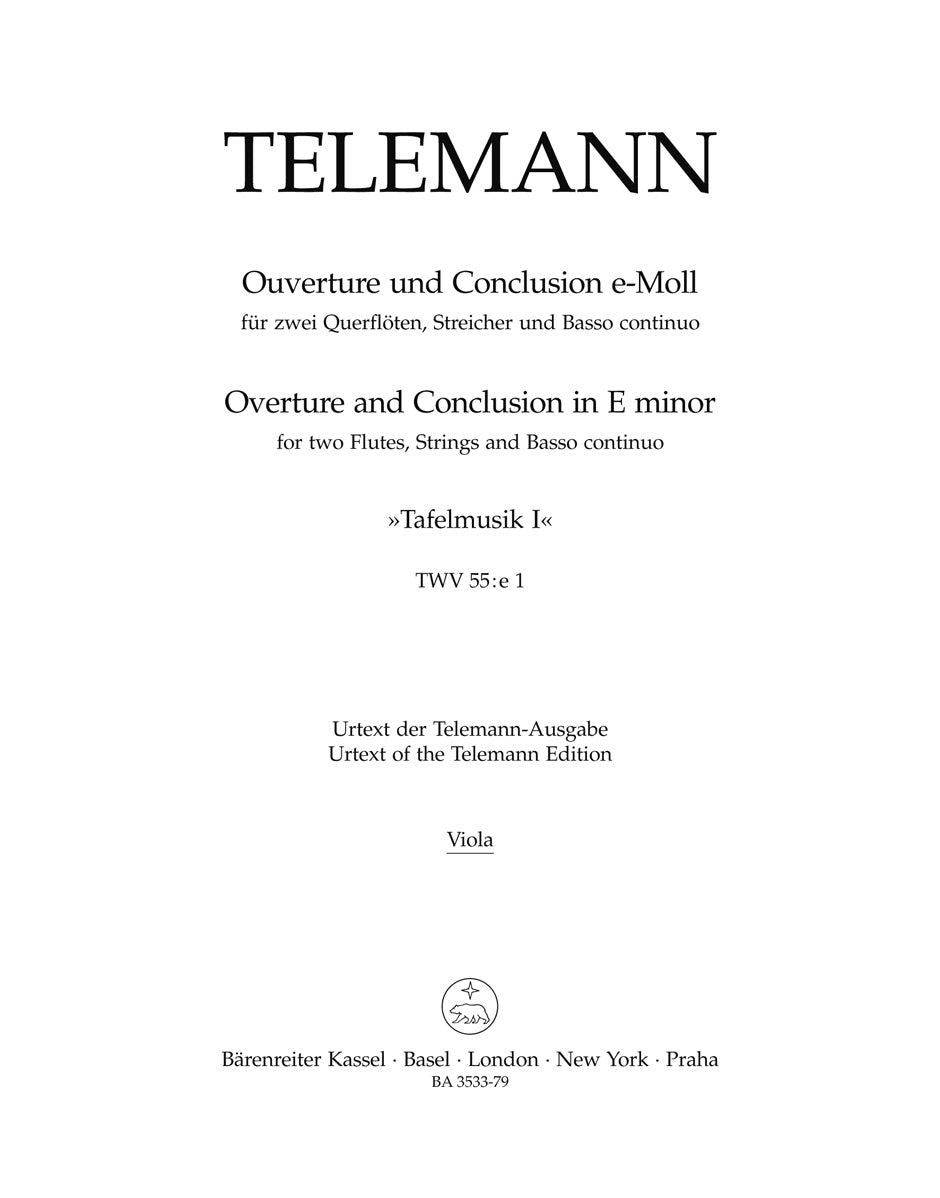 Telemann: Overture Suite and Conclusion in E Minor TWV 55:e1 & 50:5