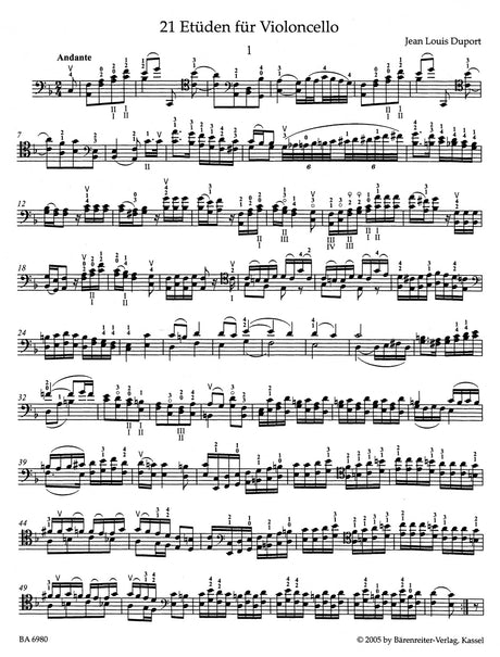 Duport: 21 Cello Etudes