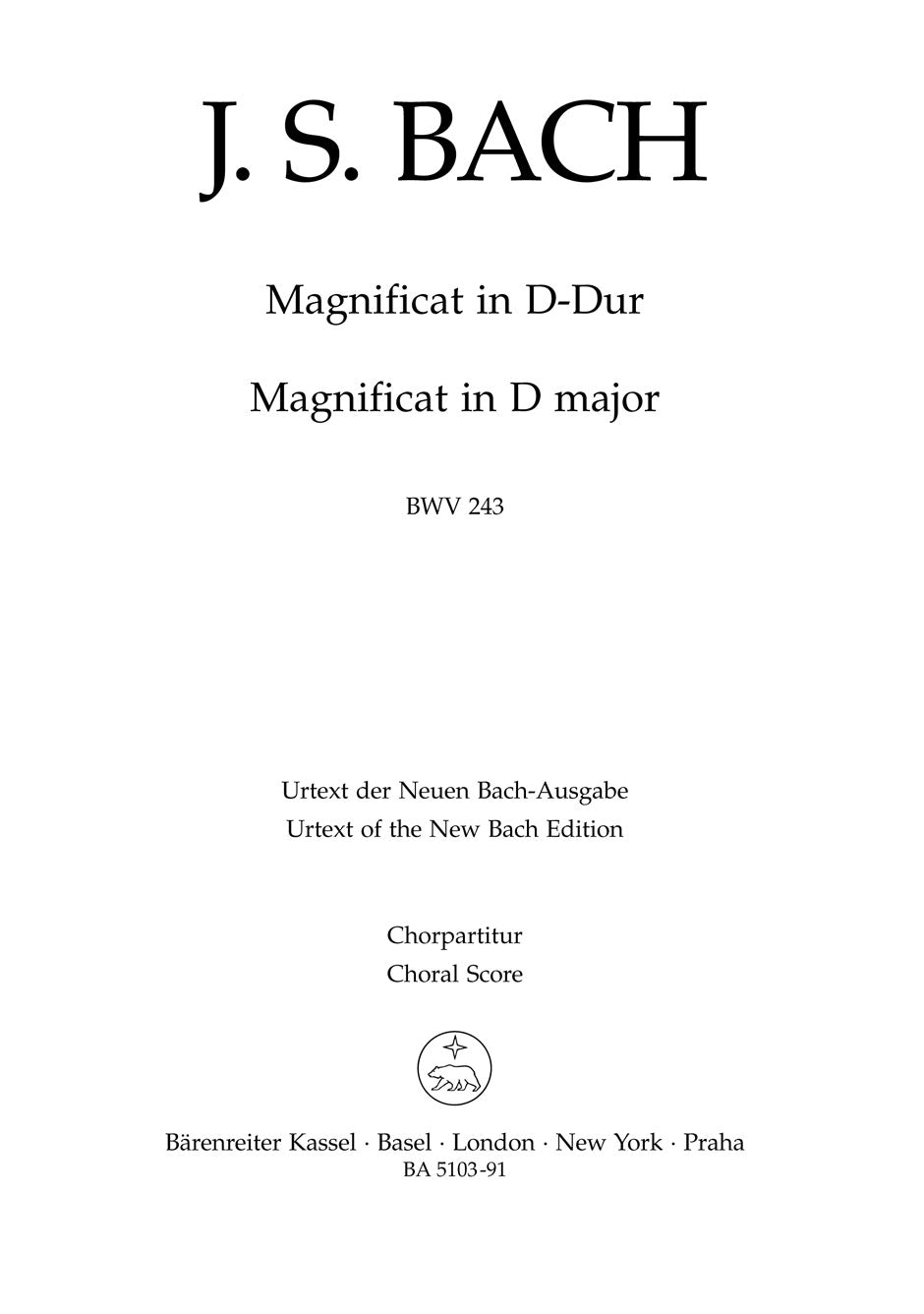 Bach: Magnificat in D Major, BWV 243 – Barenreiter US