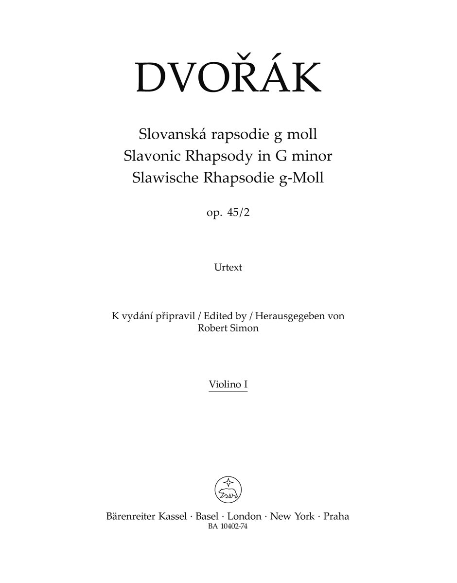 Dvořák: Slavonic Rhapsody in G Minor, B. 86, Op. 45, No. 2