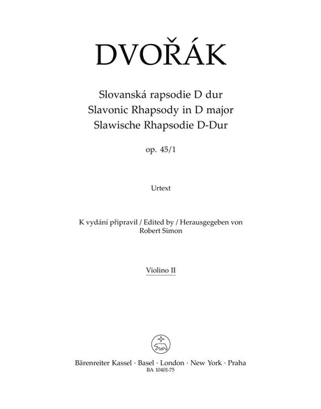 Dvořák: Slavonic Rhapsody in D Major, Op. 45, No. 1