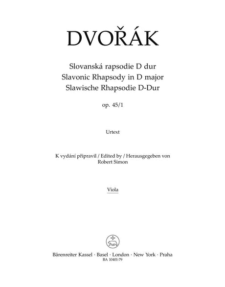 Dvořák: Slavonic Rhapsody in D Major, Op. 45, No. 1