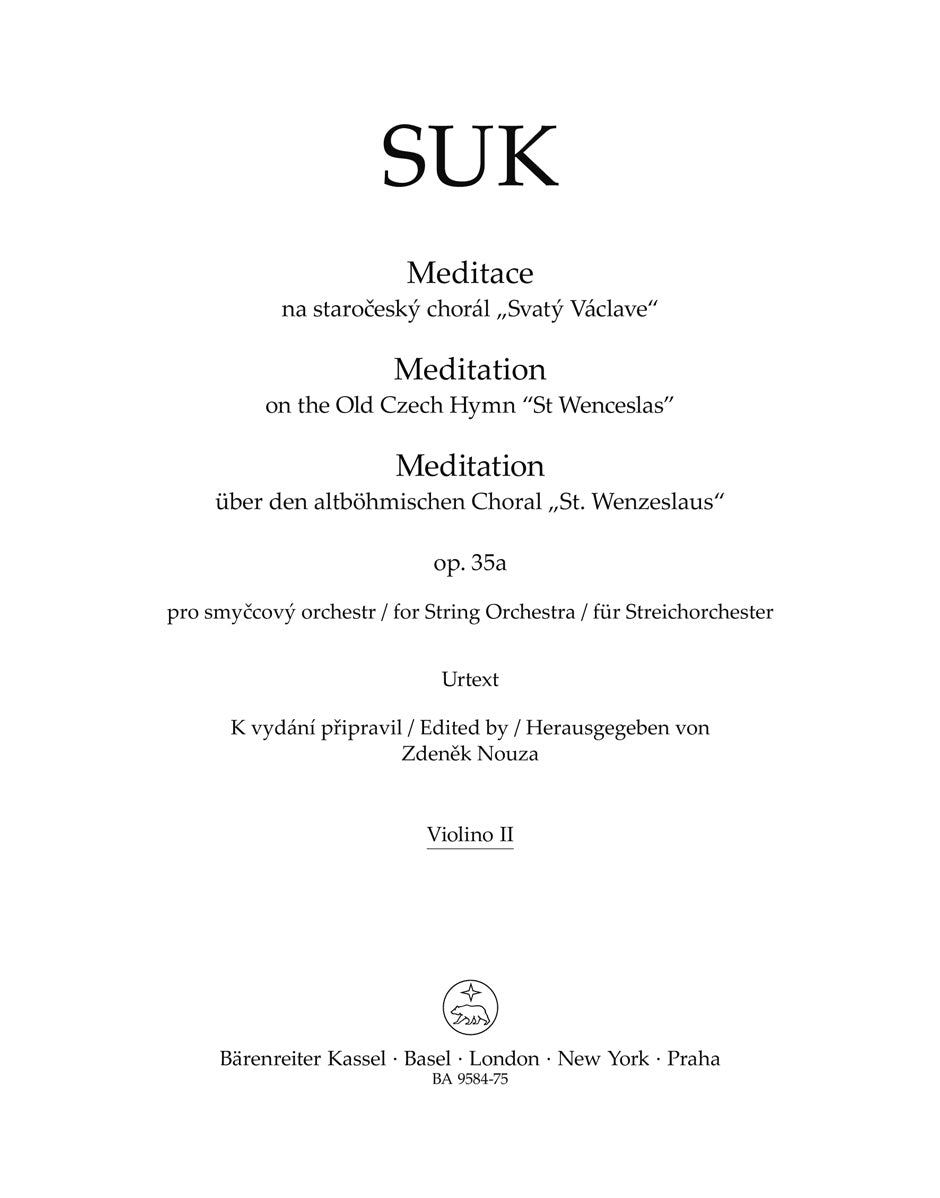 Suk: Meditation on the Czech Hymn "St. Wenceslas", Op. 35a