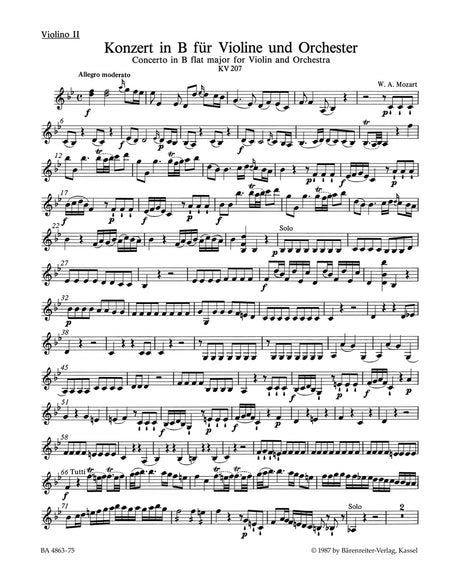 Mozart: Violin Concerto No. 1 in B-flat Major, K. 207