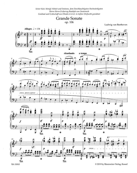 Beethoven: Piano Sonata No. 29 in B-flat Major ("Hammerklavier"), Op. 106