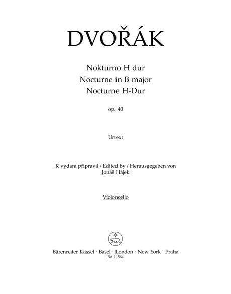 Dvořák: Nocturne in B Major, B. 47, Op. 40