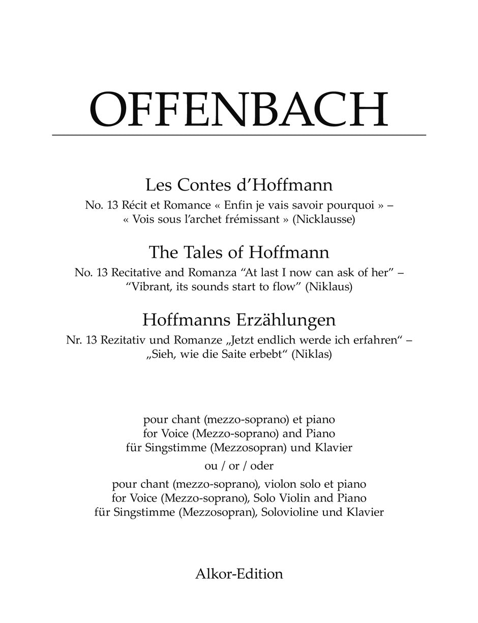 Offenbach: "Enfin je vais savoir pourquoi" and "Vois sous l'archet frémissant"