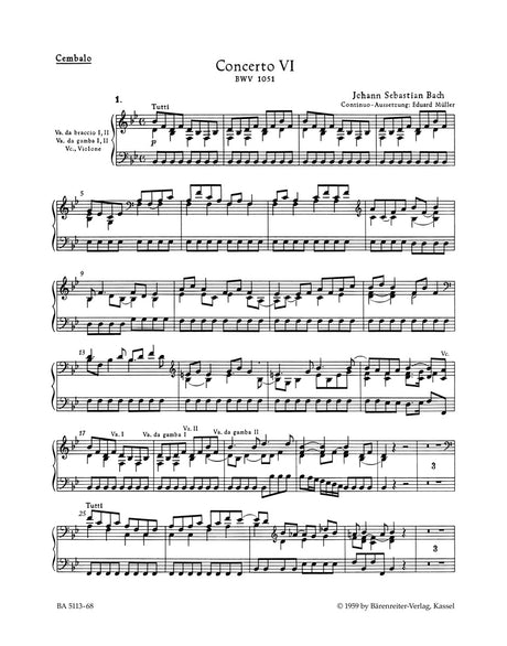 Bach: Brandenburg Concerto No. 6 in B-flat Major, BWV 1051 (with performance markings)