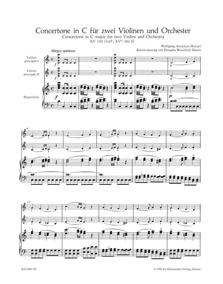 Mozart: Concertone for 2 Violins in C Major, K. 190 (186e)