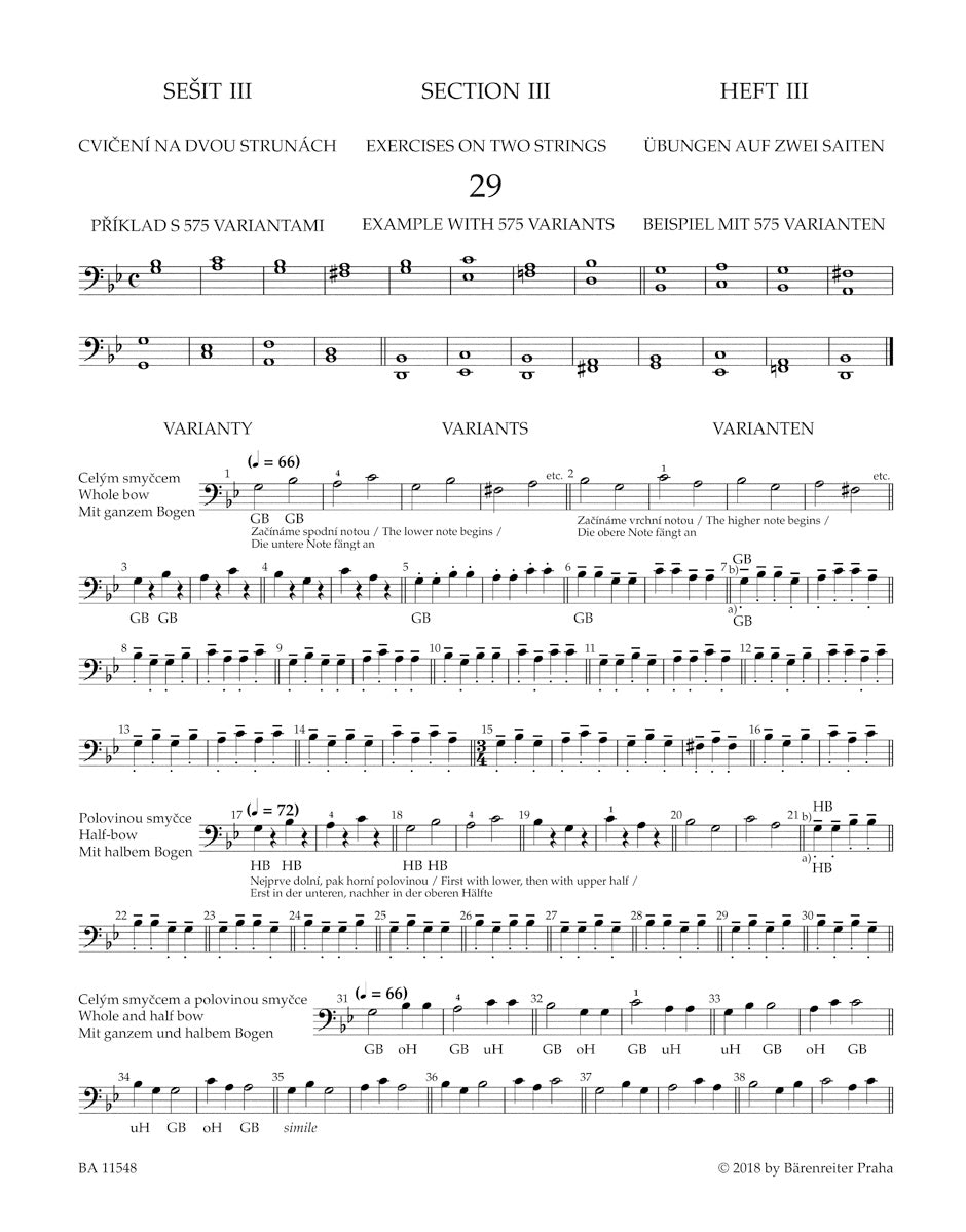 Ševčík: School of Bowing Technique, Op. 2 - Sections 3 and 4 (arr. for cello)