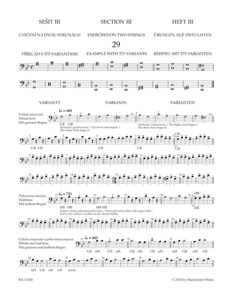 Ševčík: School of Bowing Technique, Op. 2 - Sections 3 and 4 (arr. for cello)