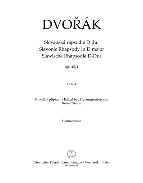 Dvořák: Slavonic Rhapsody in D Major, Op. 45, No. 1