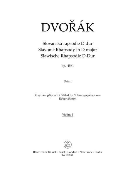 Dvořák: Slavonic Rhapsody in D Major, Op. 45, No. 1