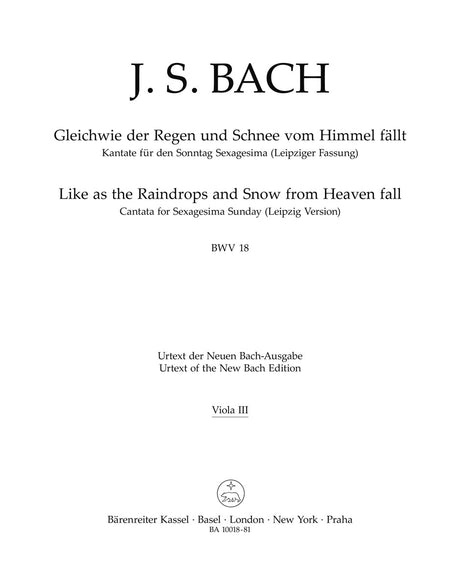 Bach: Gleichwie der Regen and Schnee vom Himmel fällt, BWV 18