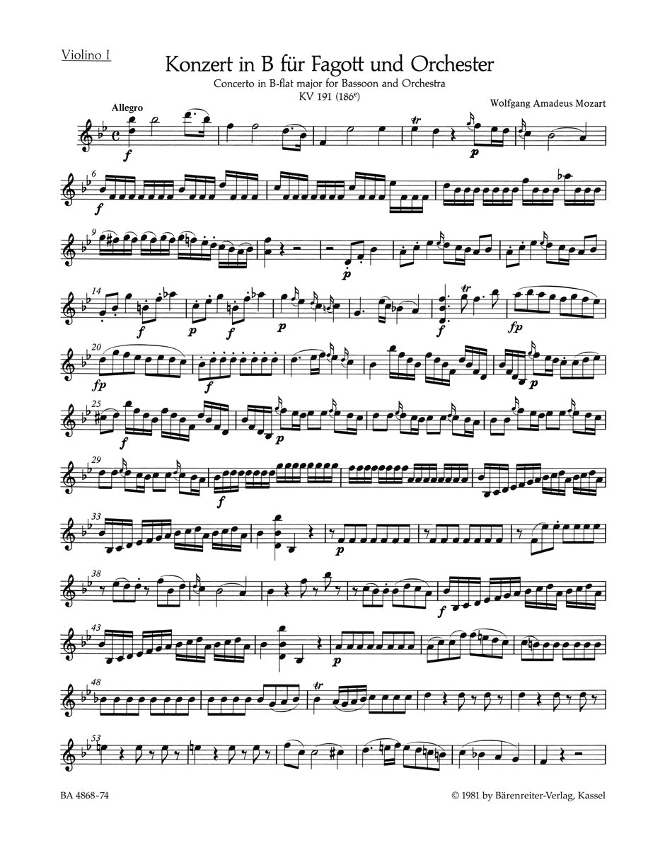 Mozart: Bassoon Concerto in B-flat Major, K. 191 (186e)