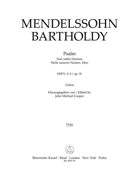 Mendelssohn: Psalm - "Non noto Domine" / "Nicht unserm Namen, Herr", MWV A 9, Op. 31