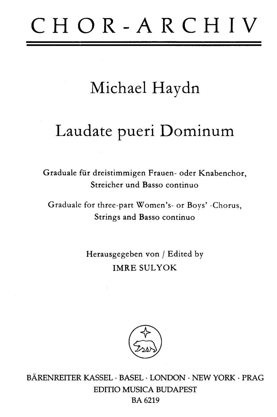 M. Haydn: Laudate pueri Dominum