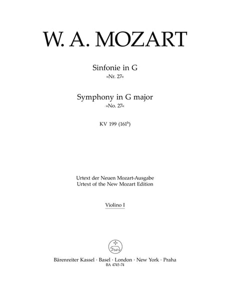 Mozart: Symphony No. 27 in G Major, K. 199 (161b)