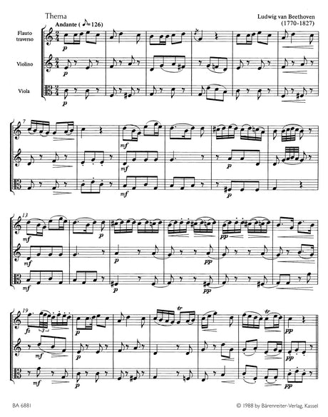 Beethoven: Variations on "Reich mir die Hand, mein Leben" (arr. for violin, viola & flute)