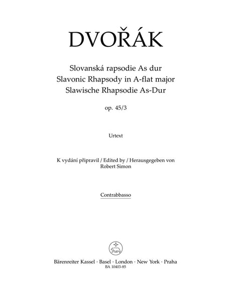 Dvořák: Slavonic Rhapsody in A-flat Major, B. 86, Op. 45, No. 3