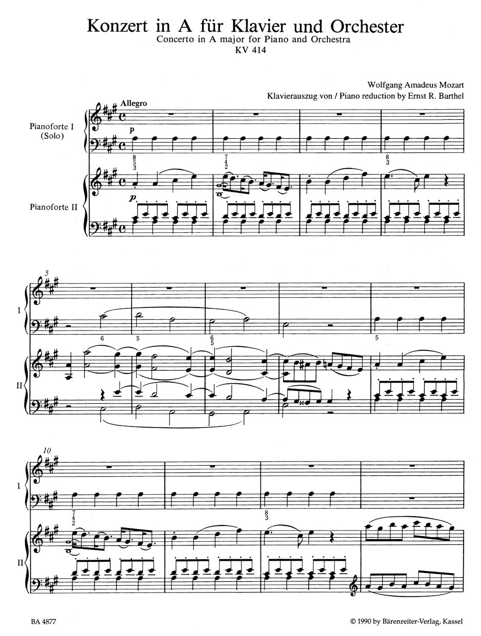 Mozart: Piano Concerto No. 12 in A Major, K. 414 (arr. for piano quintet)