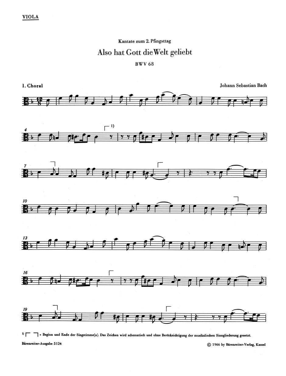 Bach: Also hat Gott die Welt geliebt, BWV 68