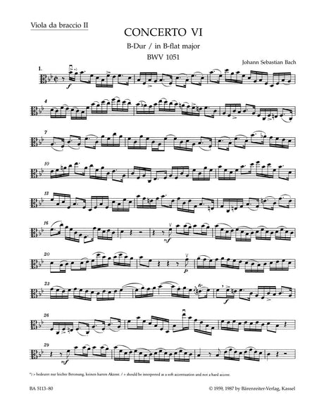 Bach: Brandenburg Concerto No. 6 in B-flat Major, BWV 1051 (with performance markings)